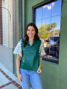 Teal Leather Top