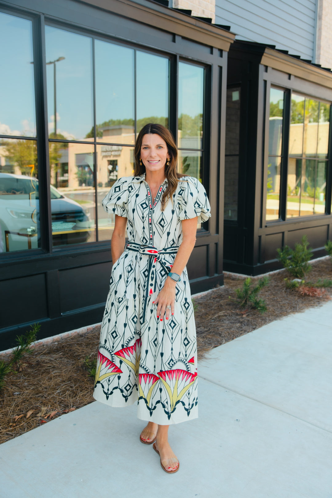 Della Dress in Arrow Motifs