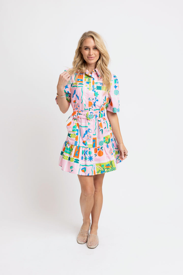 Floral Frame Shirt Dress