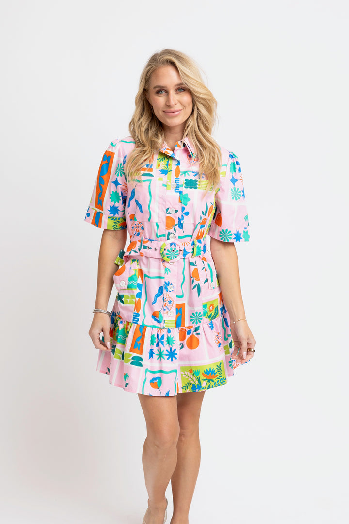 Floral Frame Shirt Dress