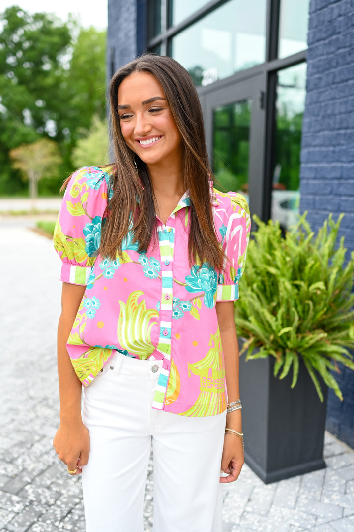 Tropical Button Up Top