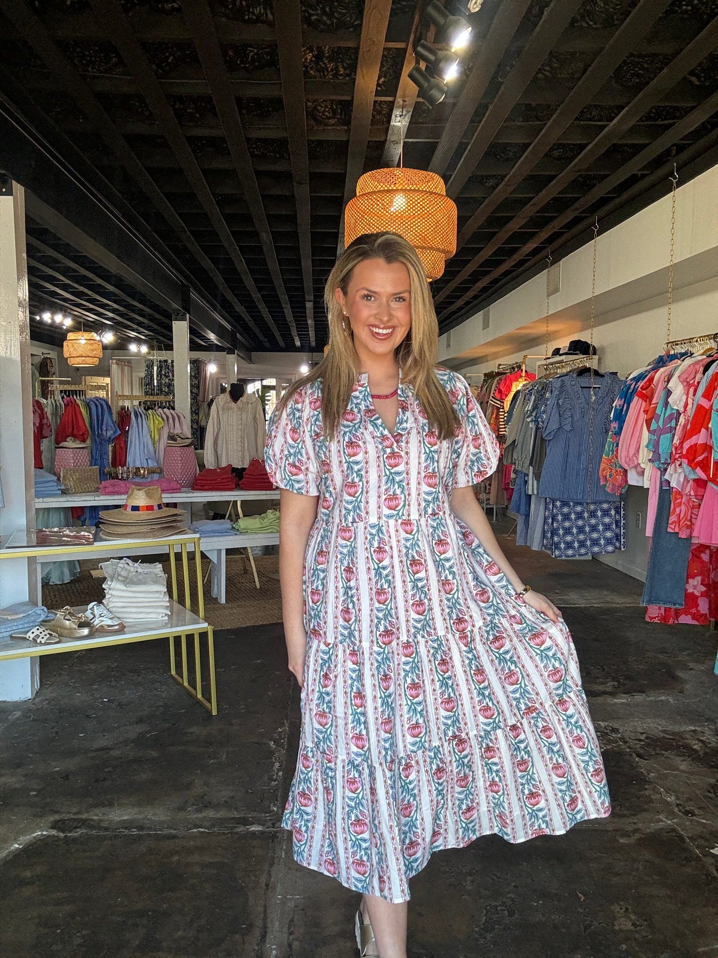 Beige Floral Maxi Dress