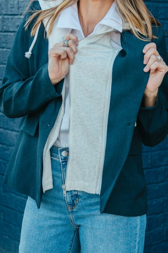 Navy Sweatshirt Blazer
