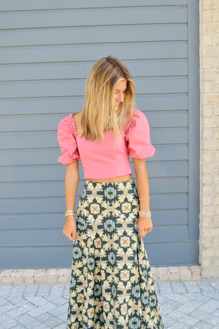 Luxe Trellis Maxi Skirt