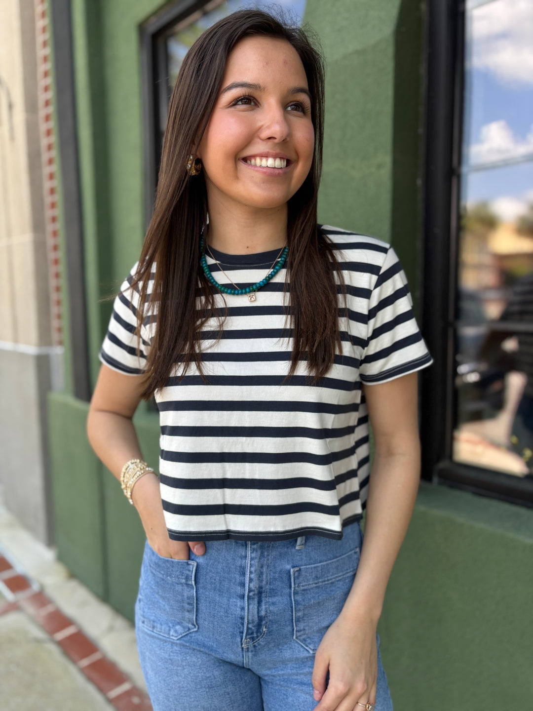 Stripe Cropped Tee