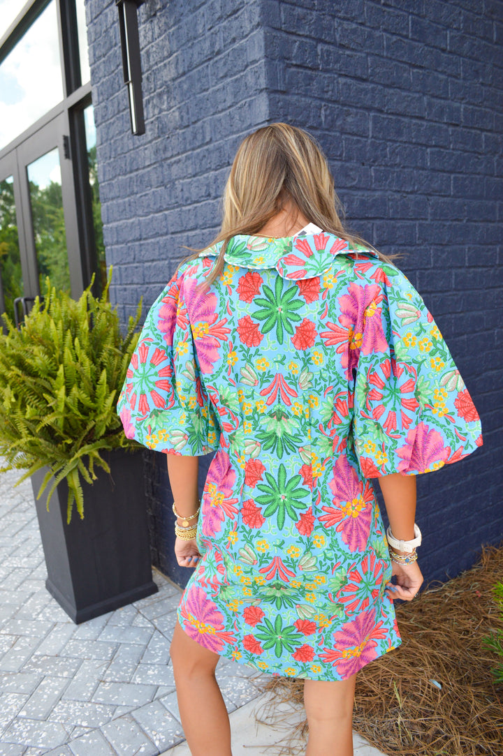 Tropical Button Shirt Dress