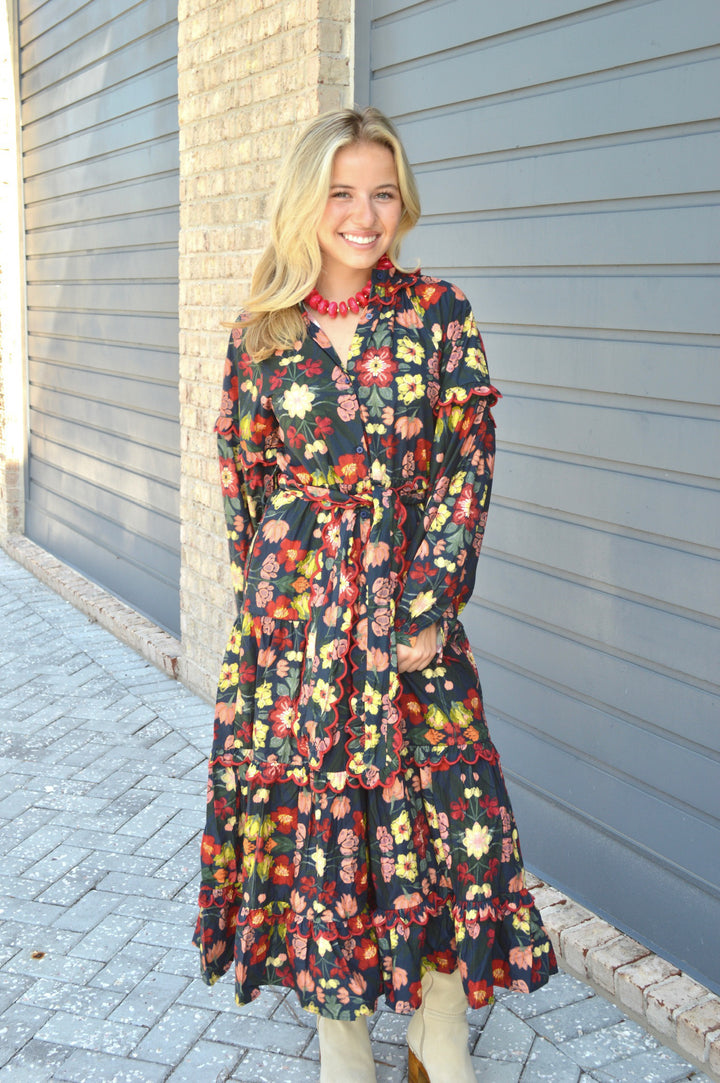 Botanical Shadow Maxi Dress