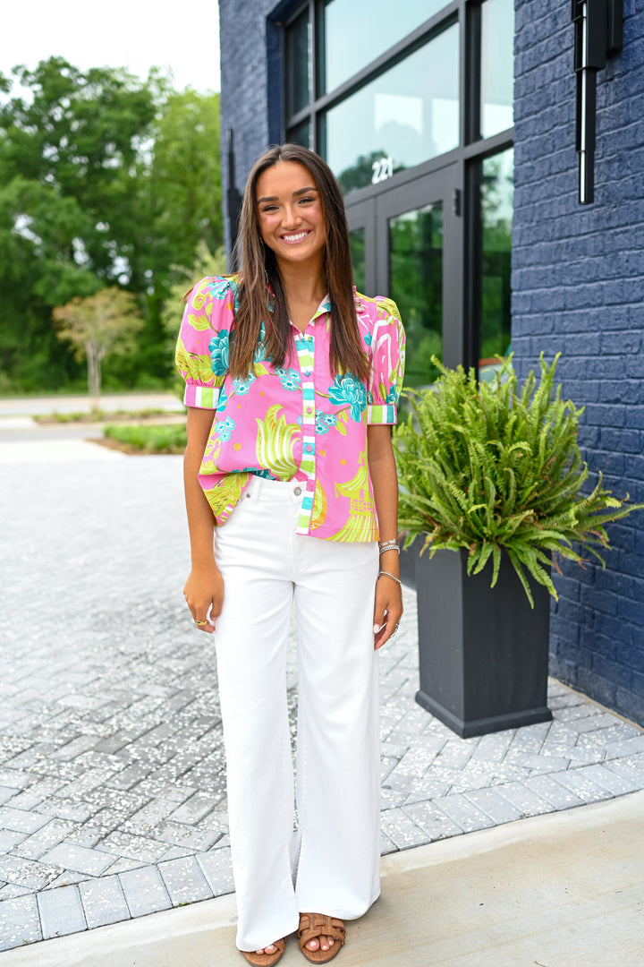 Tropical Button Up Top