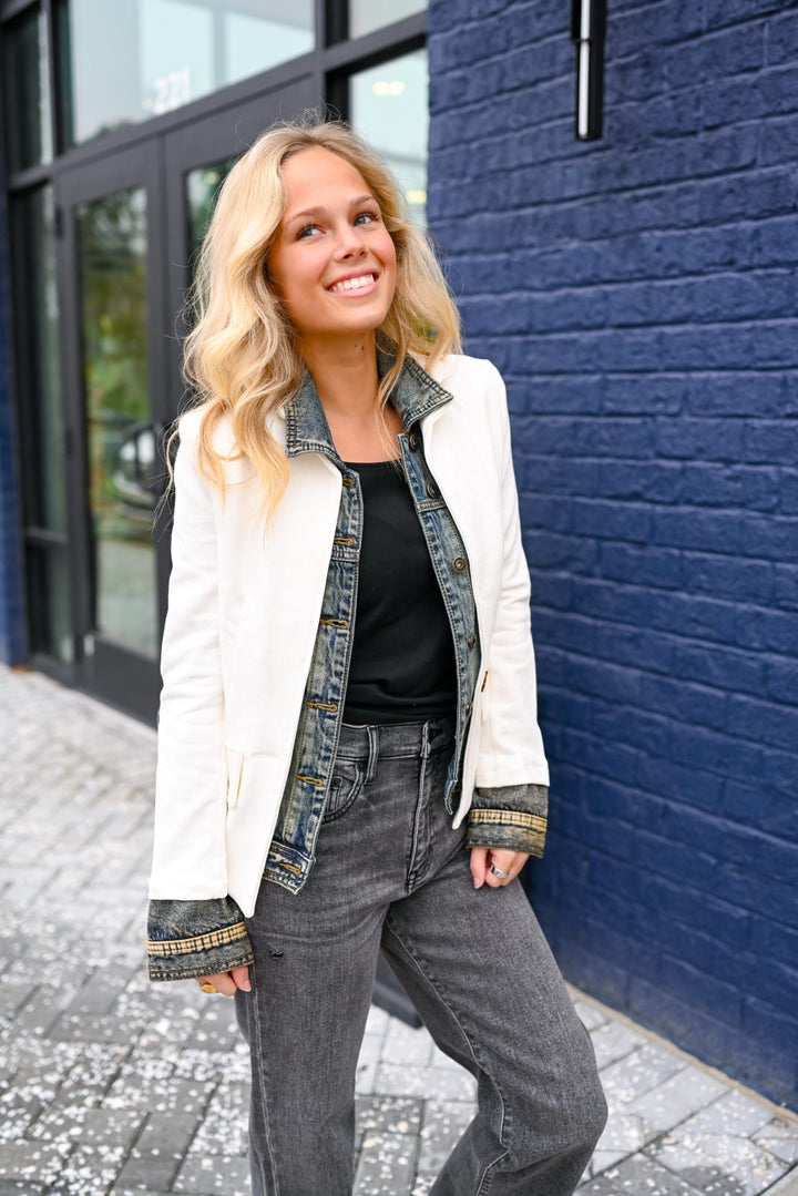 Mixed Media Ivory/Denim Jacket