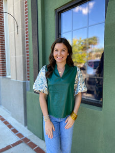 Teal Leather Top