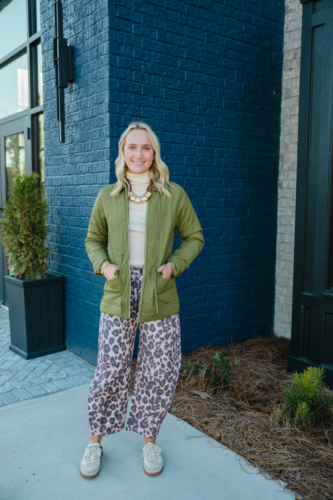 Leopard Barrel Leg Jeans