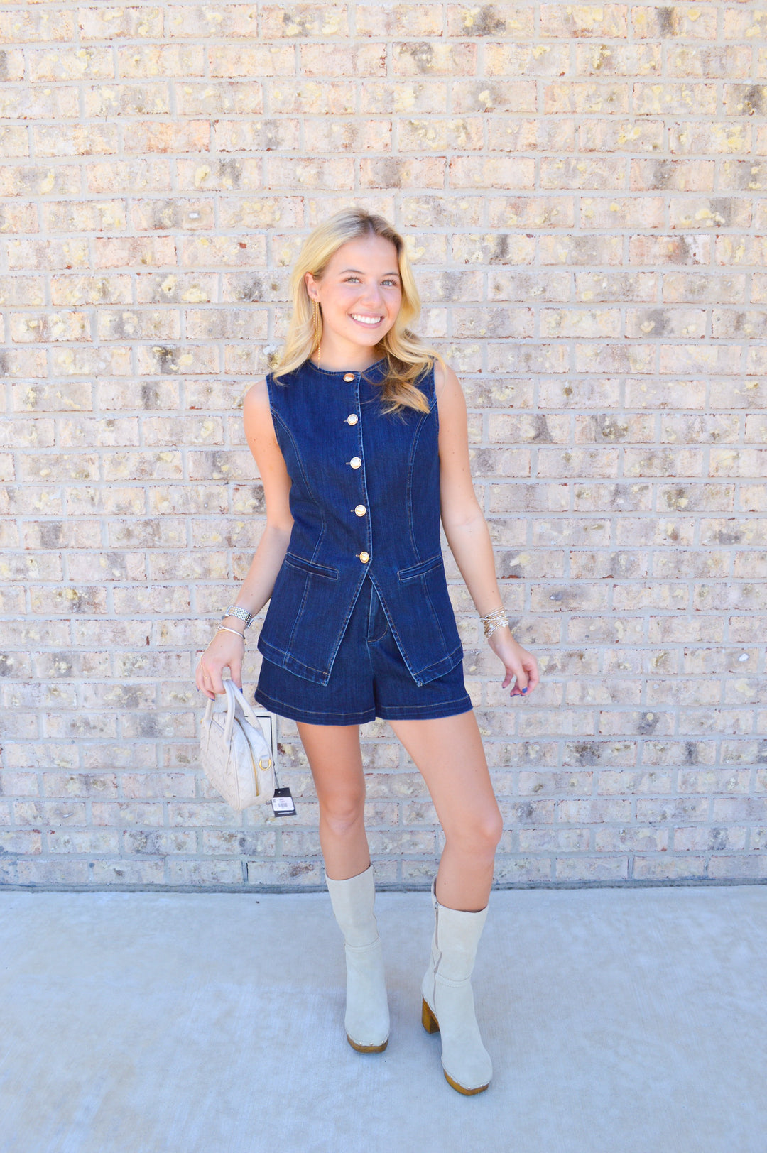 Denim Vest & Shorts Set