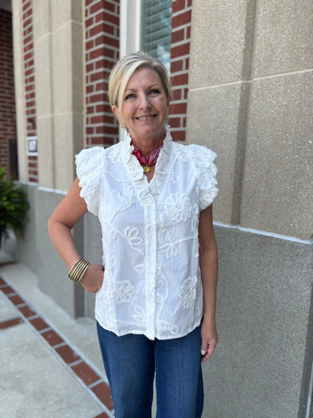 Off White Floral Blouse