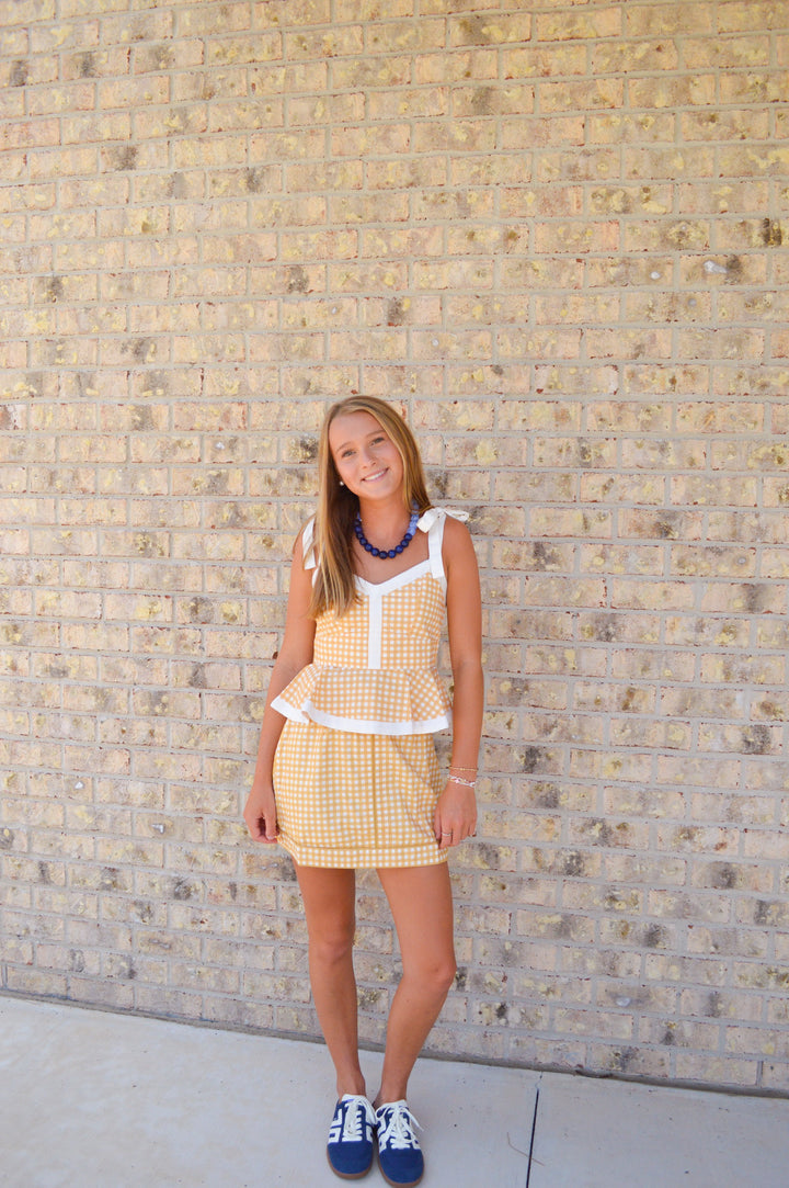 Emmy Skirt in Gold Gingham