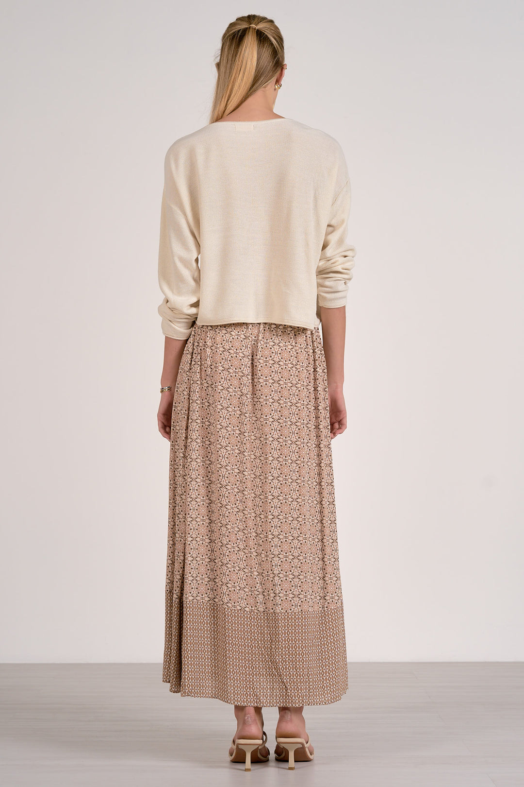 Natural Boho Tiered Midi Skirt