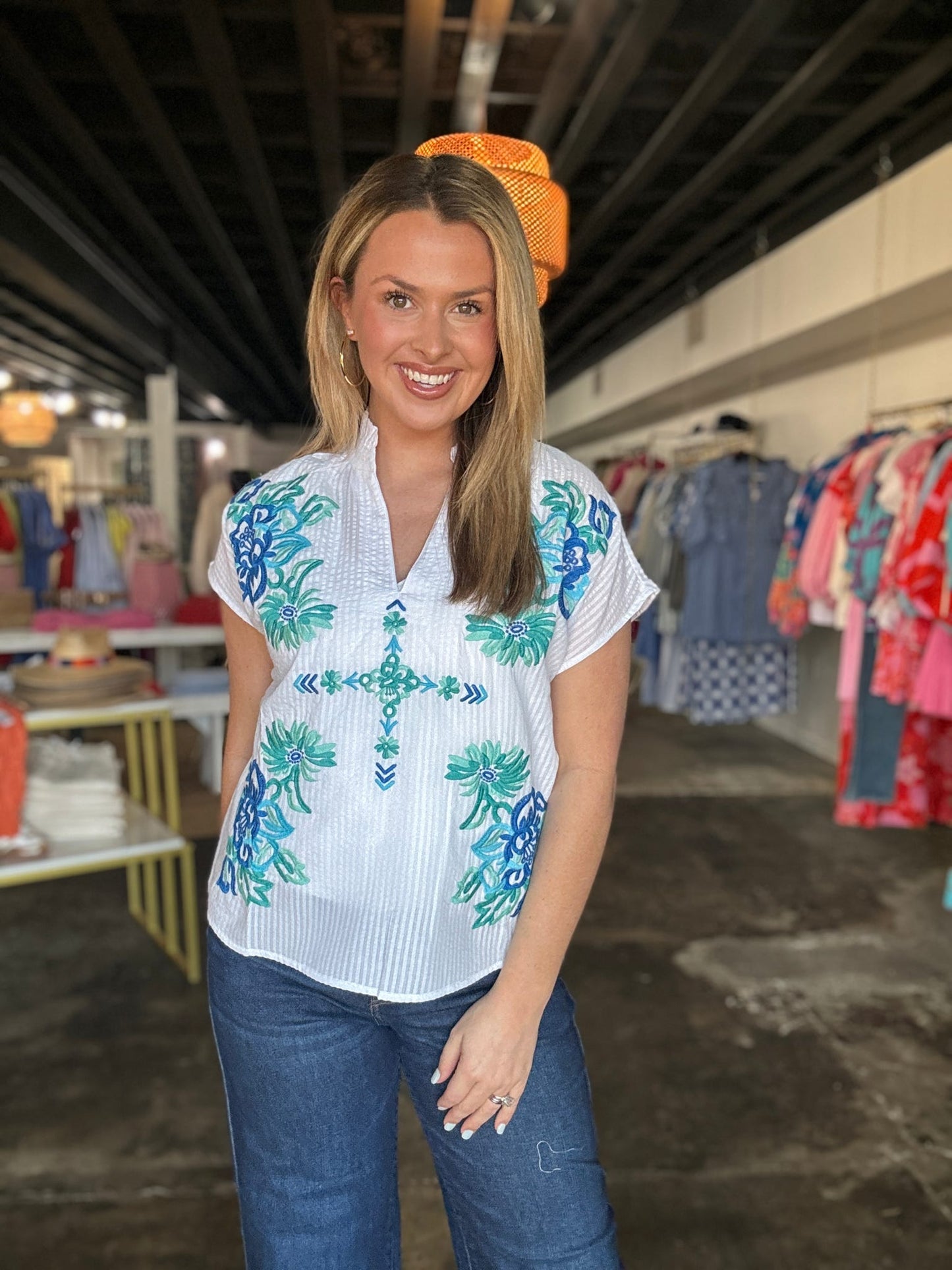 Blue Floral Top