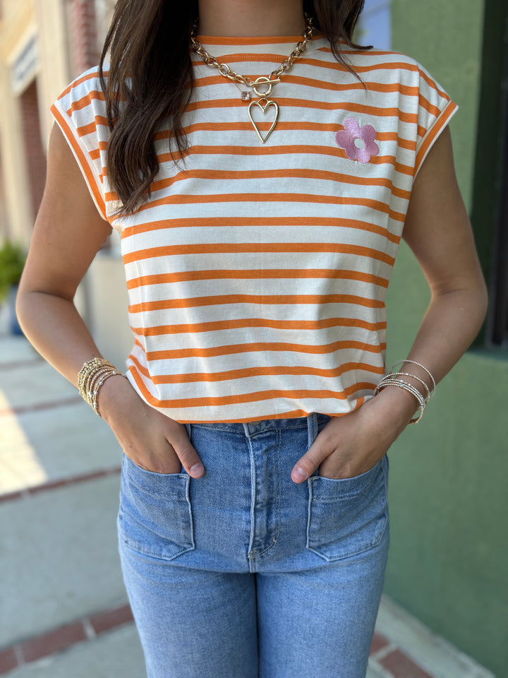 Orange & White Striped Tee
