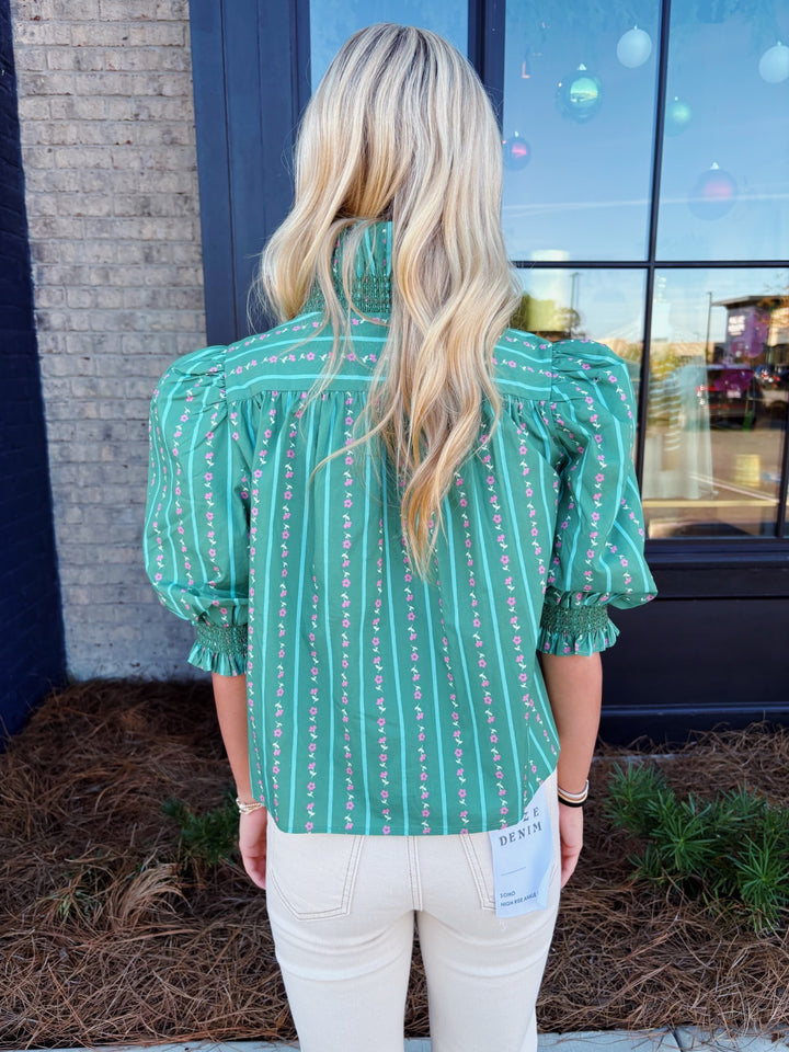 Forest Floral Ruffle Top