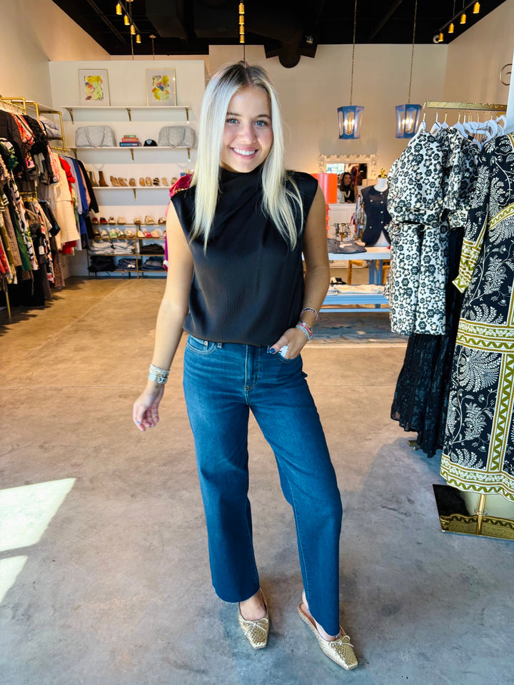 Double Espresso High Neck Blouse