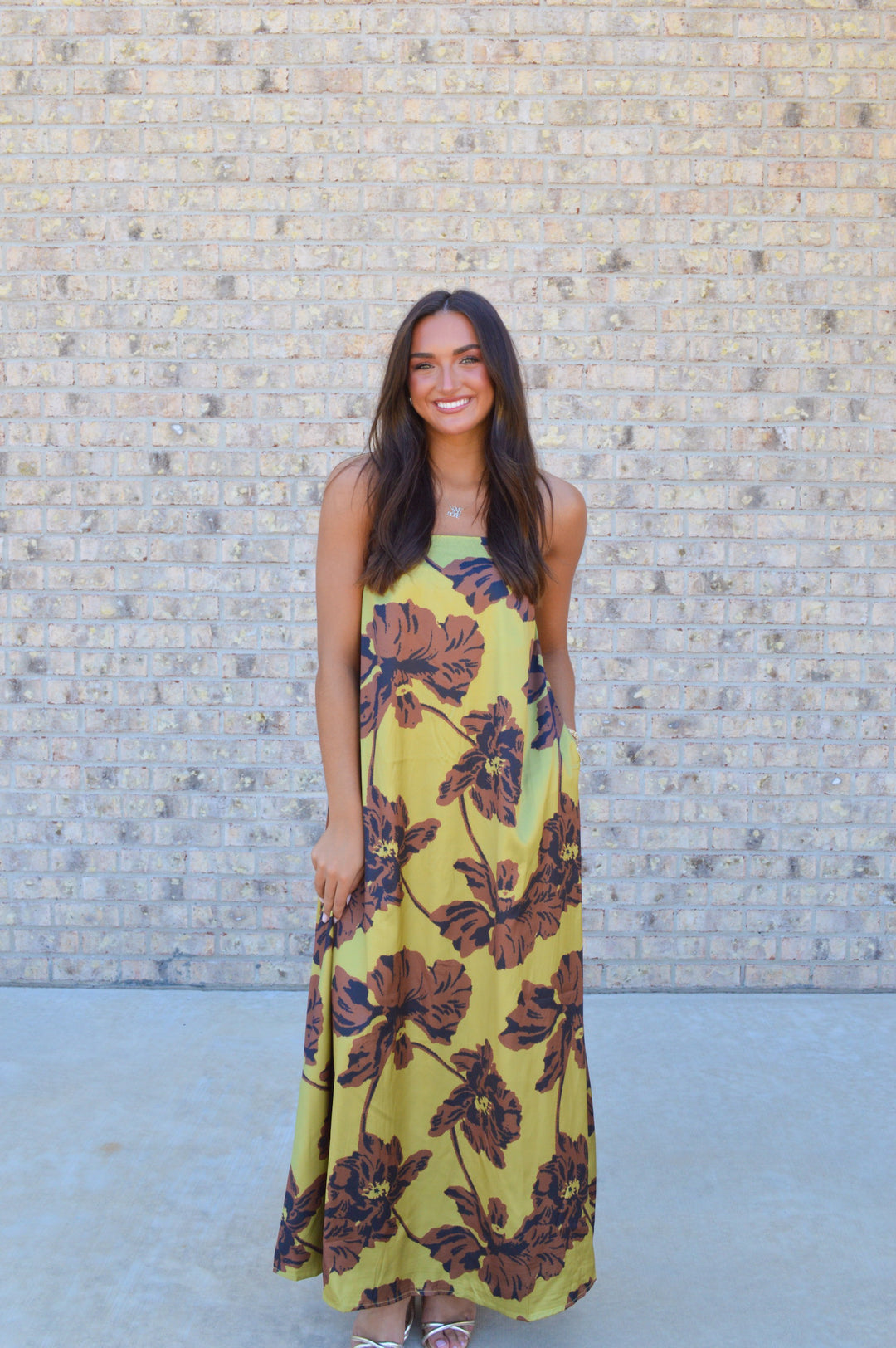 The Olive Brown Floral Dress