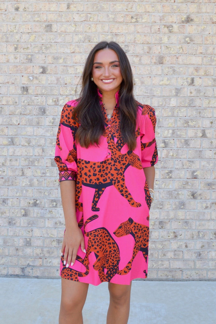 Pink Leopard Dahlia Dress