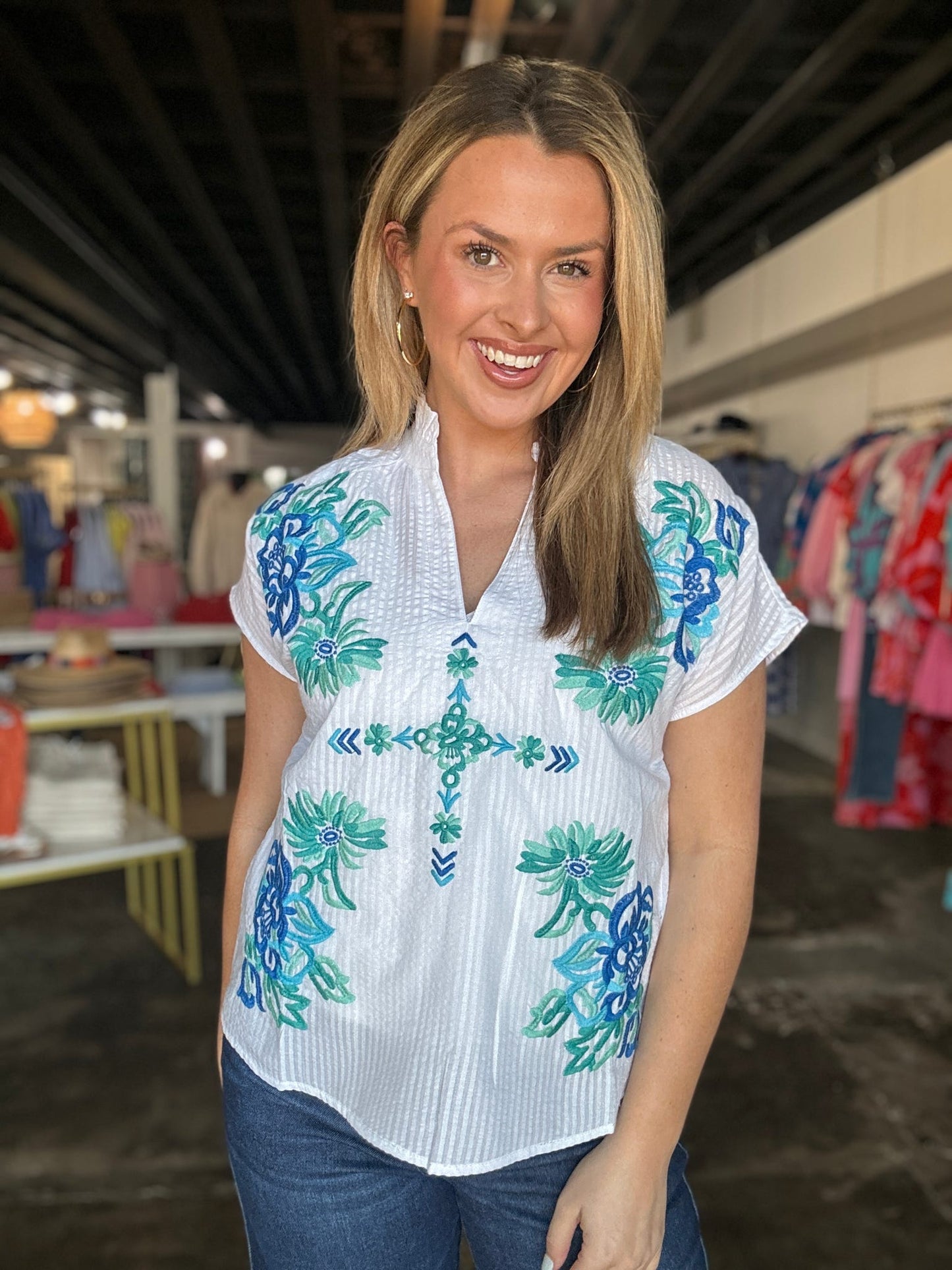 Blue Floral Top