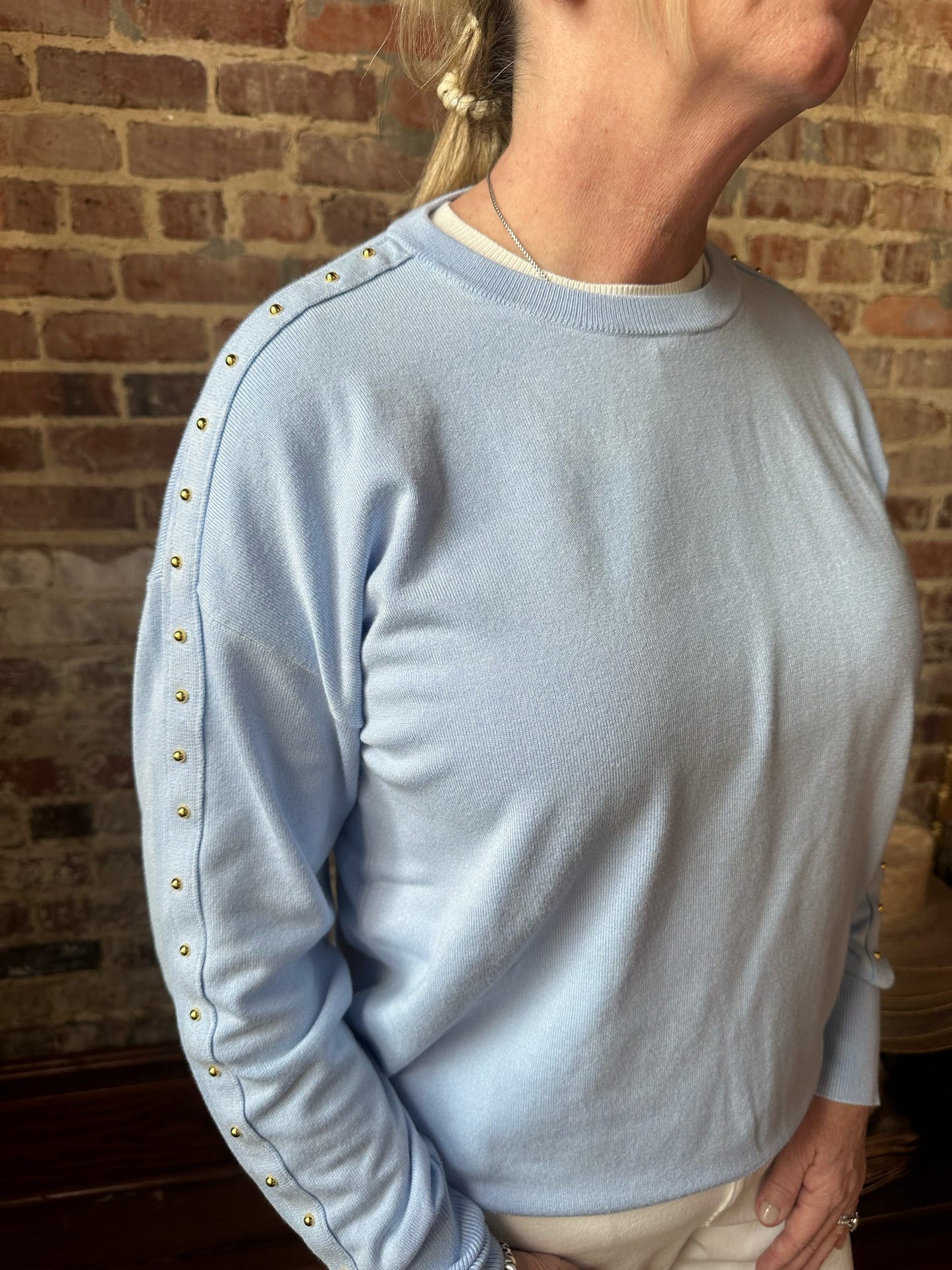 Blue Stud Sweater