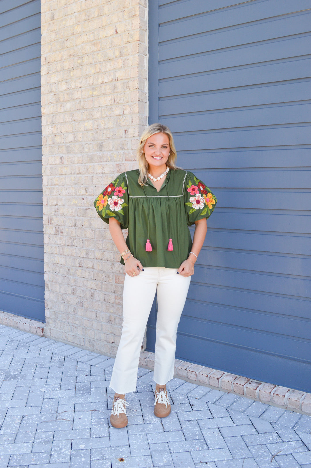 Garden Party Embroidered Sleeve Top