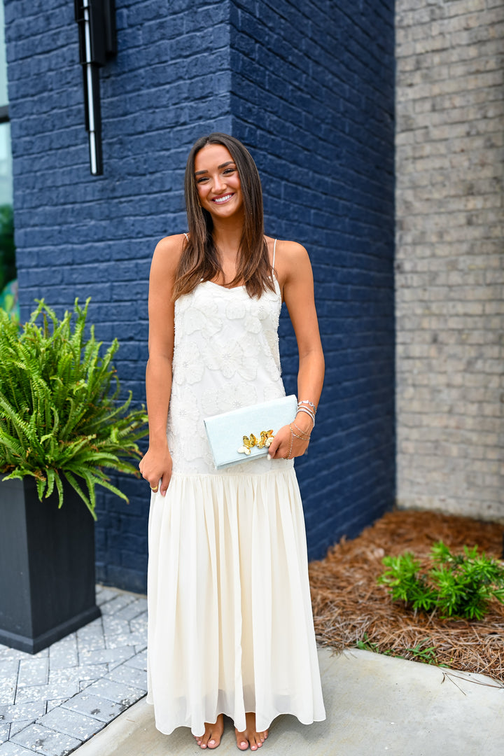 Ivory Drop Waist Sequin Dress