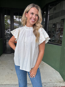 Cream Beaded Floral Top