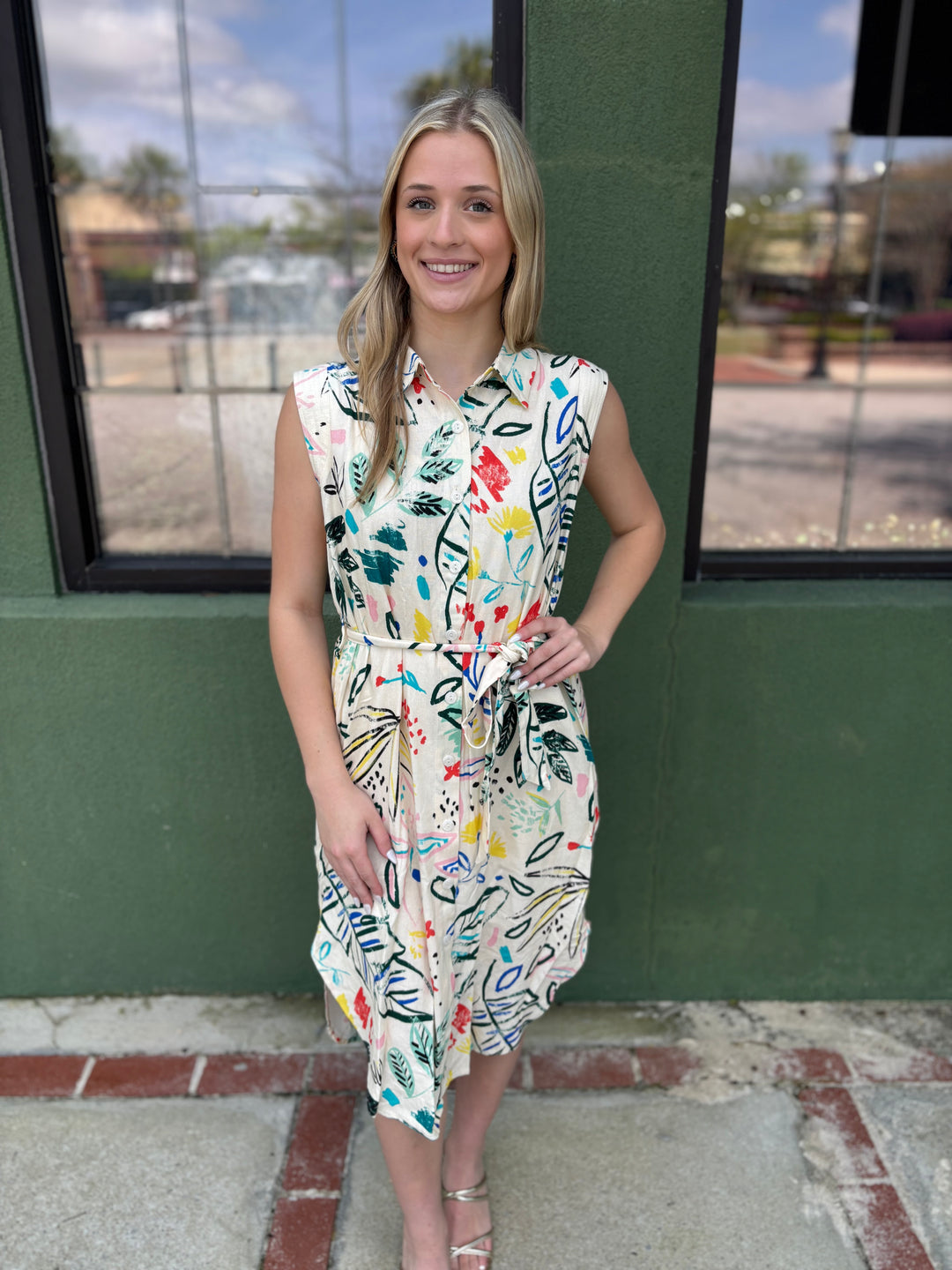 Cream Geo Dress