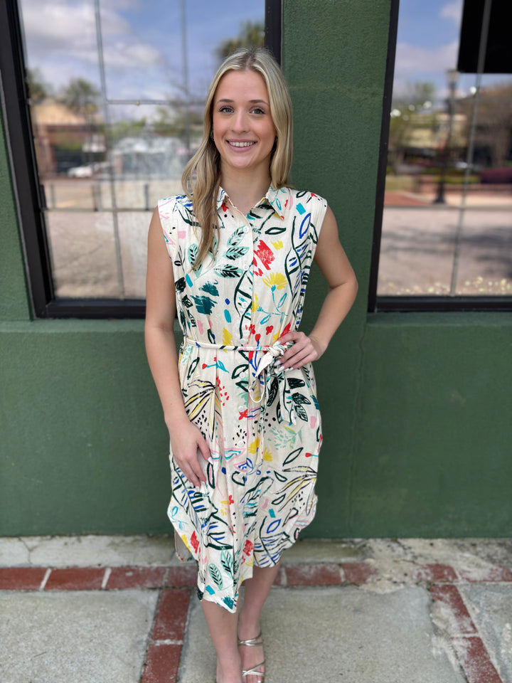 Cream Geo Dress