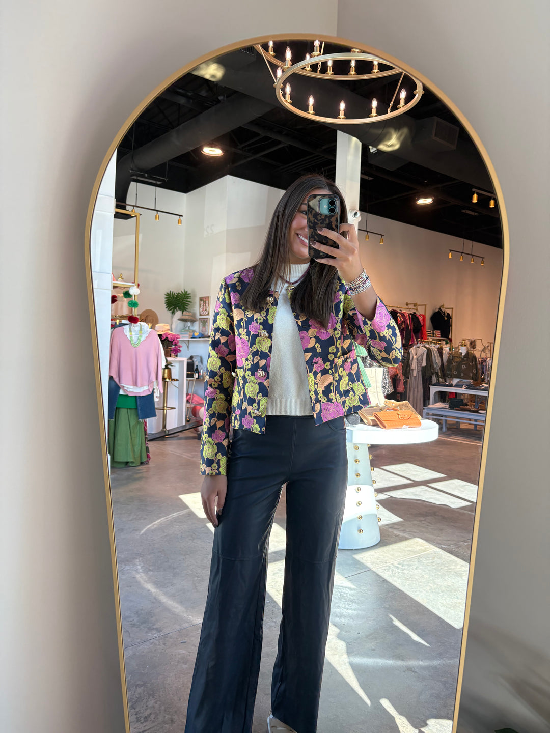 Floral Cropped Button Jacket