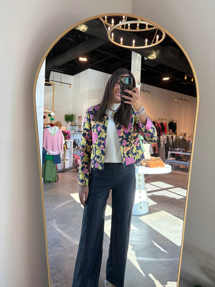 Floral Cropped Button Jacket