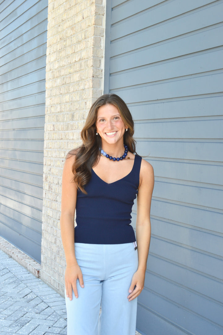 Navy V-Neck Kaia Tank