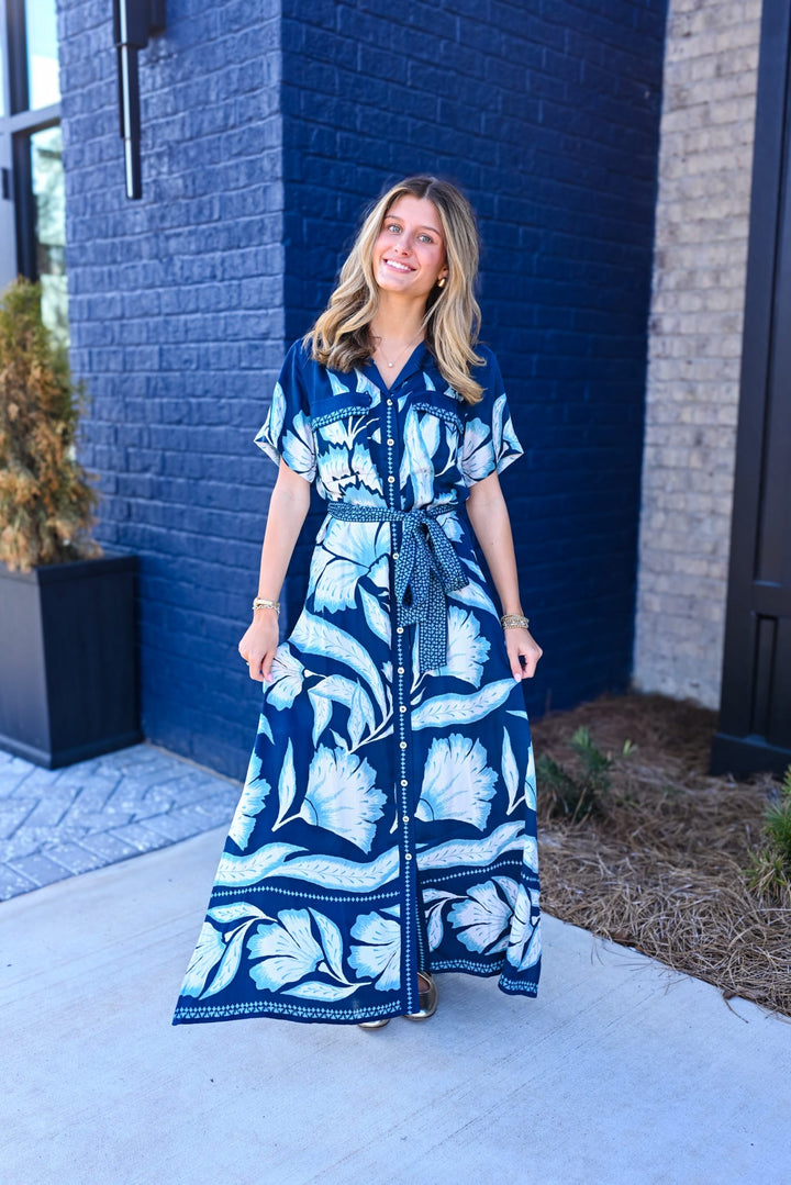 Amira Shirtdress in Adelaide Mariner