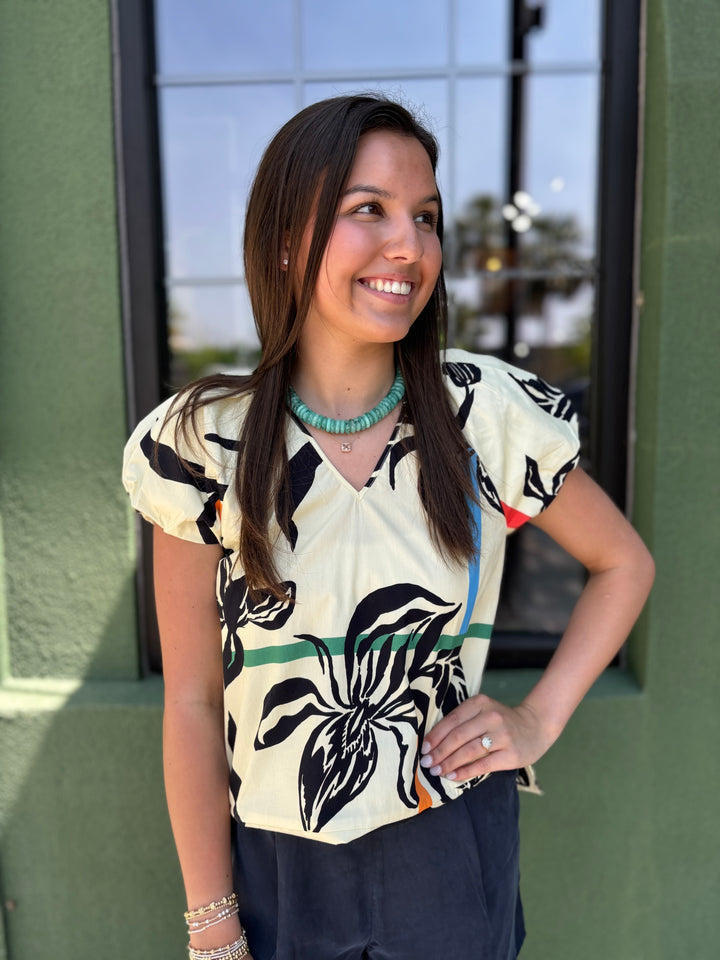 Ada Blouse in Floral Stripes