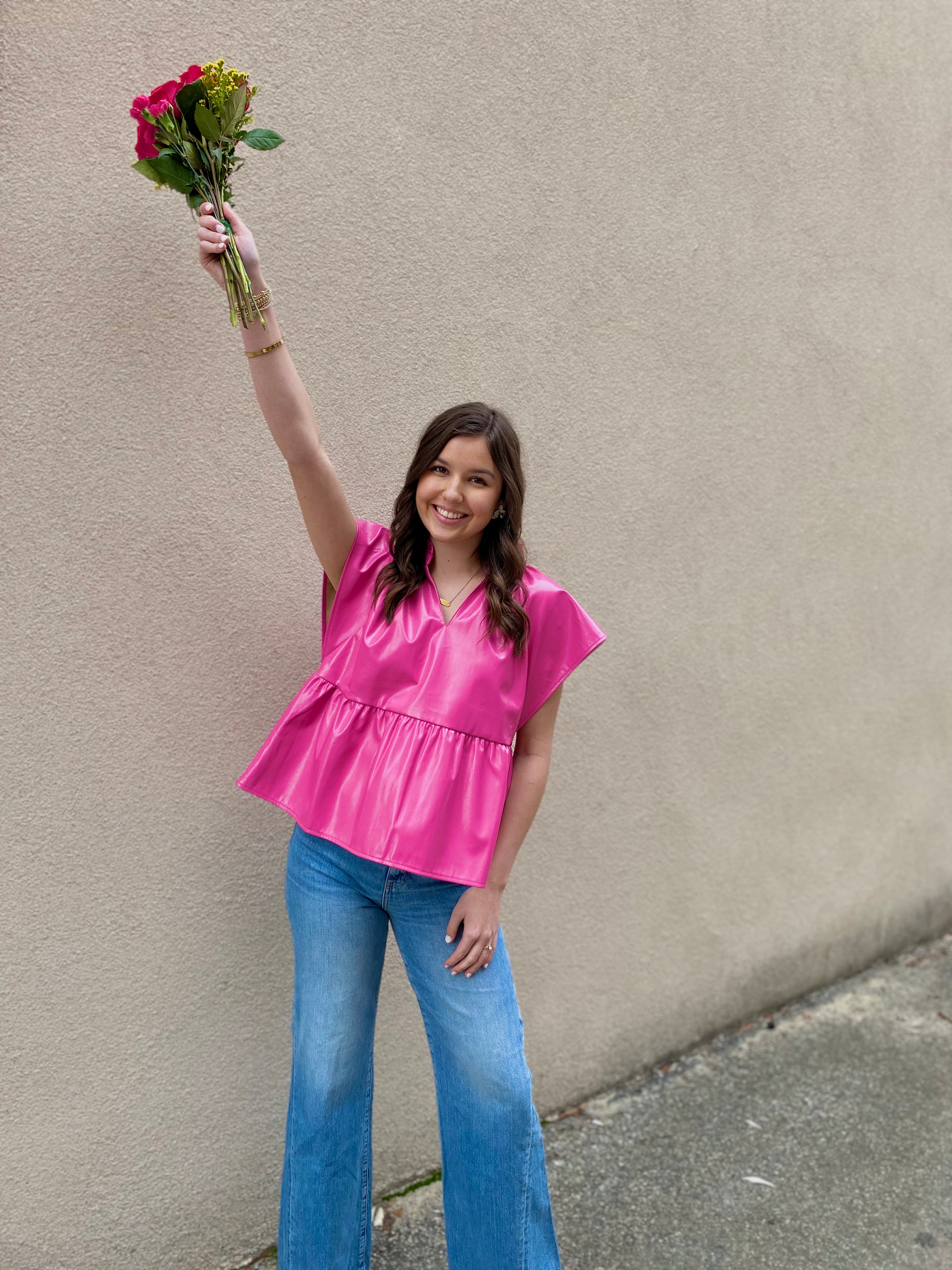 Pink Leather Top