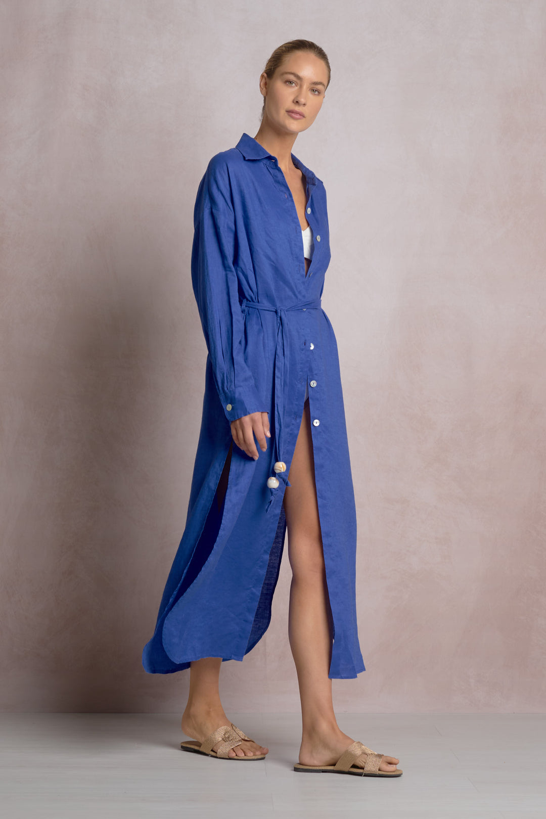 Solid Maxi Shirt Dress