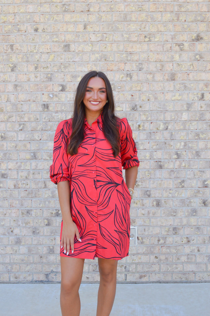 Ava Red & Black Dress