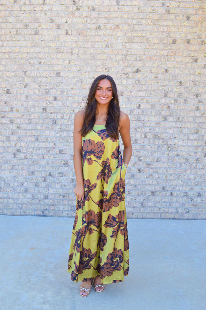 The Olive Brown Floral Dress