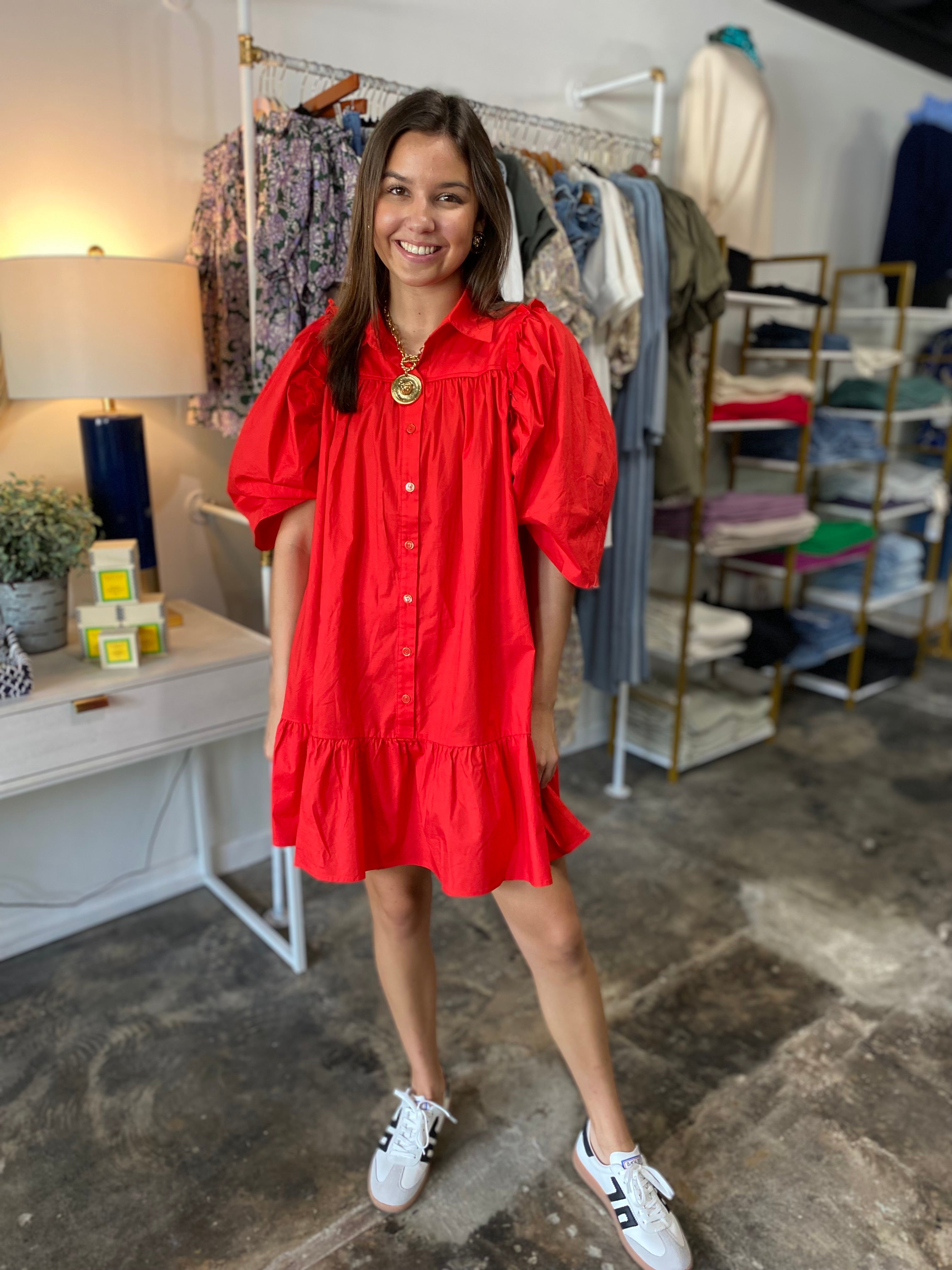 Red Ruffle Around Dress