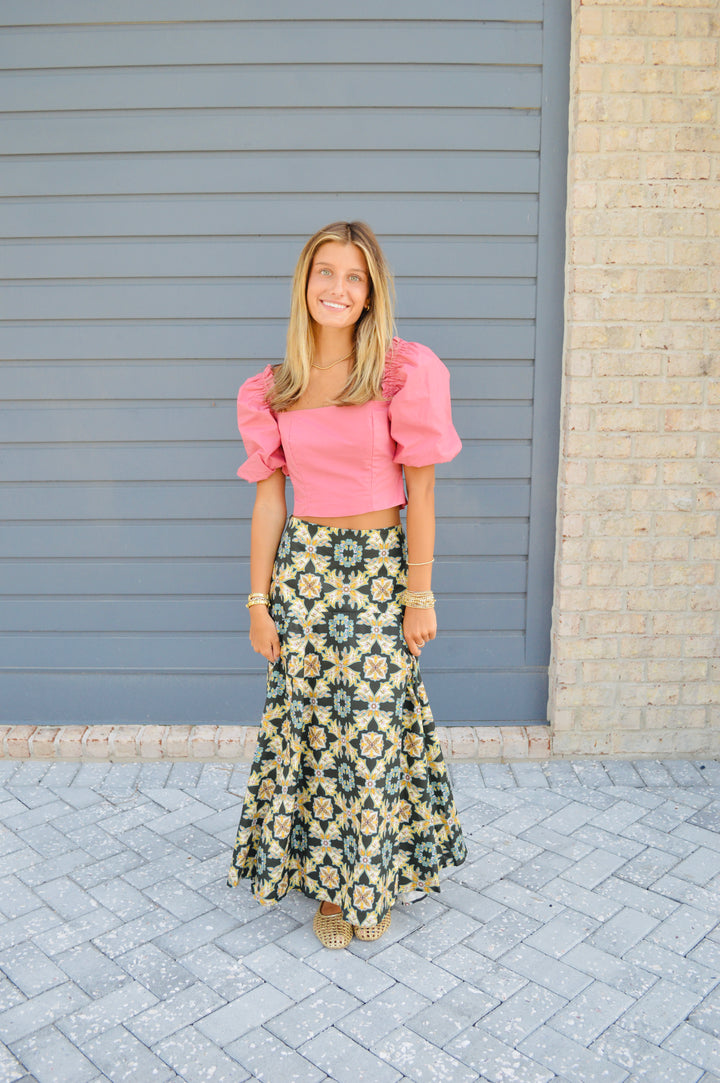 Luxe Trellis Maxi Skirt