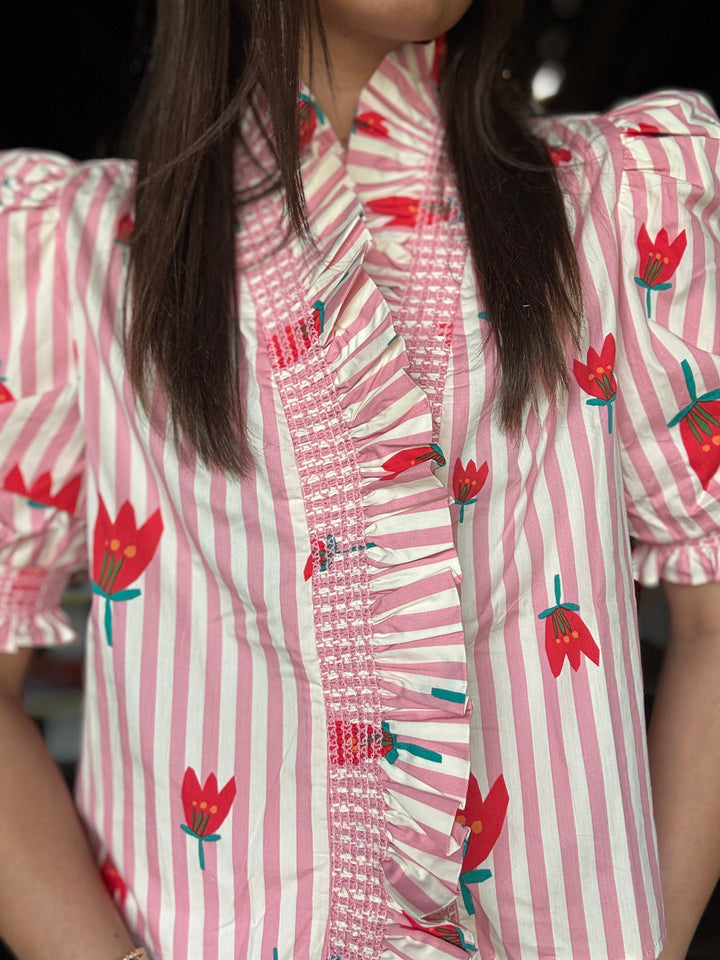 Stripe Ruffle Poppy Top