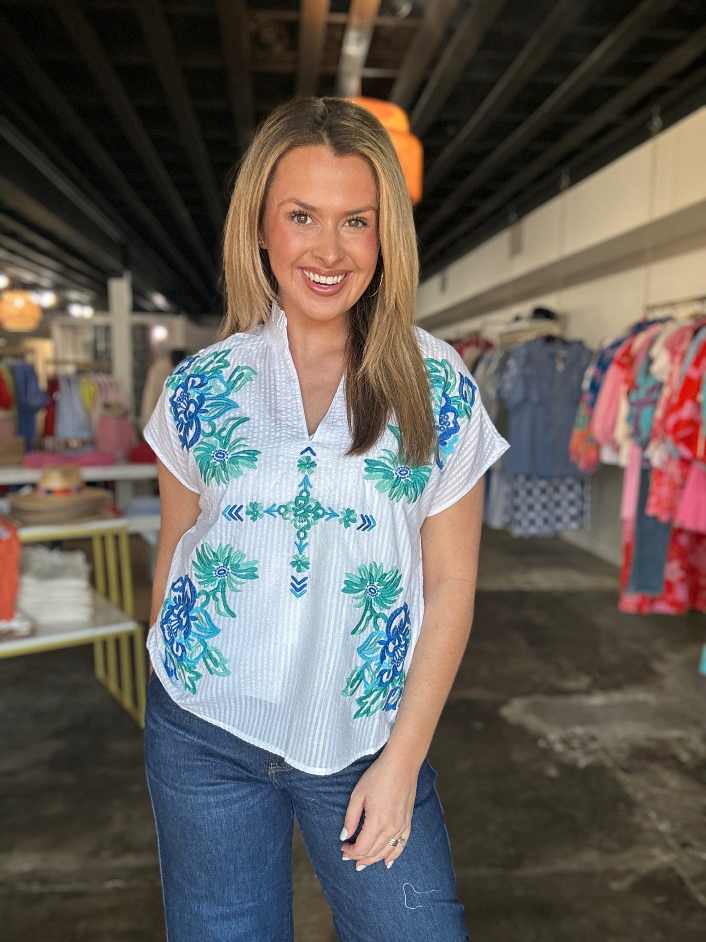 Blue Floral Top