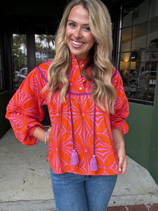 Tangerine Floral Top