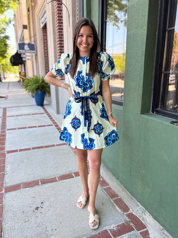 Geometric Florals Mini Dress