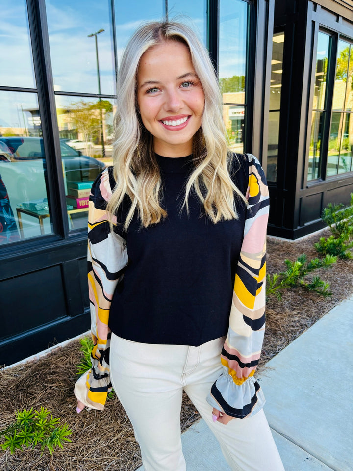 Sunset Stripe Sleeve Sweater Top