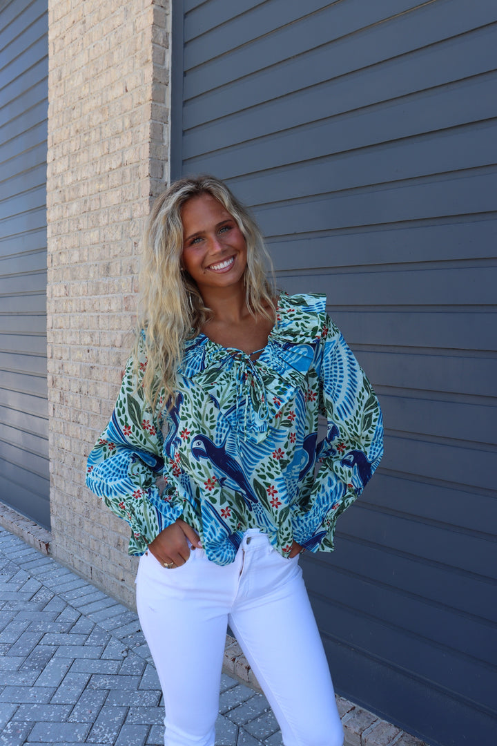 Paradise Puff Sleeve Printed Blouse