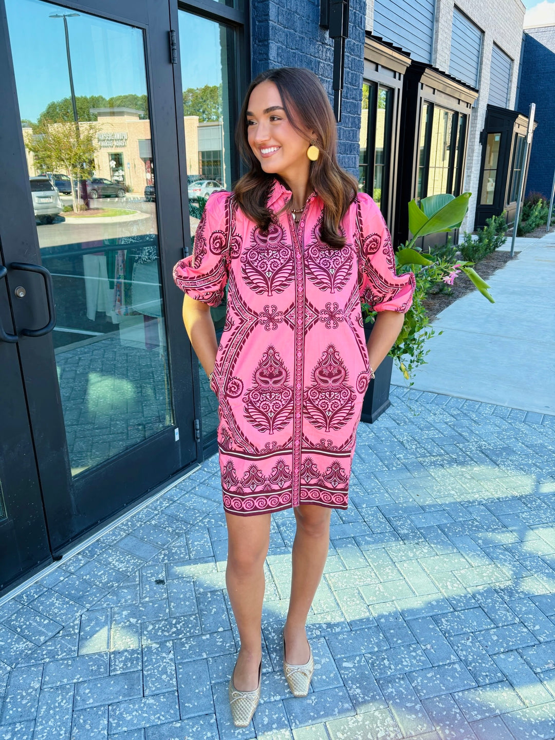 Ava Salmon Motif Dress